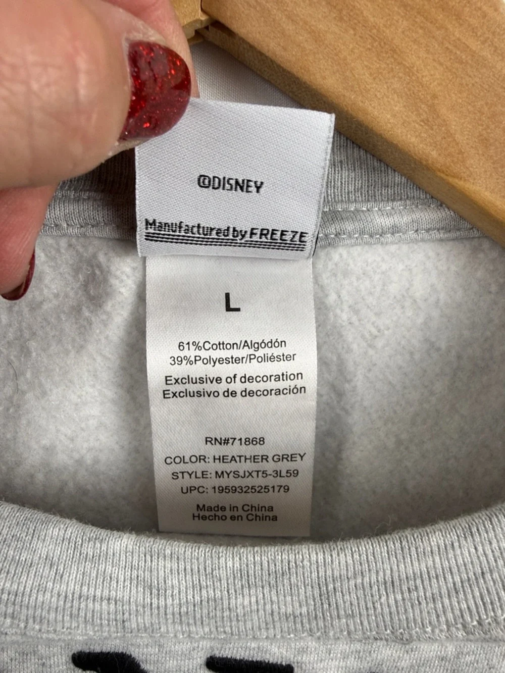 Disney Los Angeles Mickey Mouse Crewneck Sweatshirt Women's Size L Gray - Picture 7 of 9